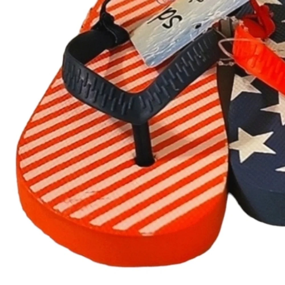 NEW Kid's Unisex 4th of July Stars & Stripes Flip Flops with Rear Elastic Strap